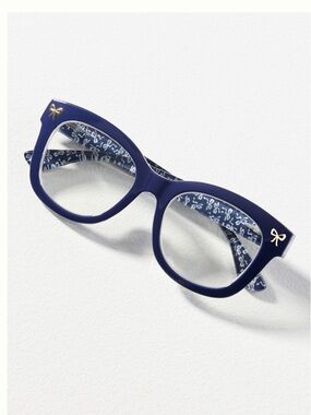 Peepers Center Stage Blue Light Readers 1.50 Anthropologie NEW Bow Navy